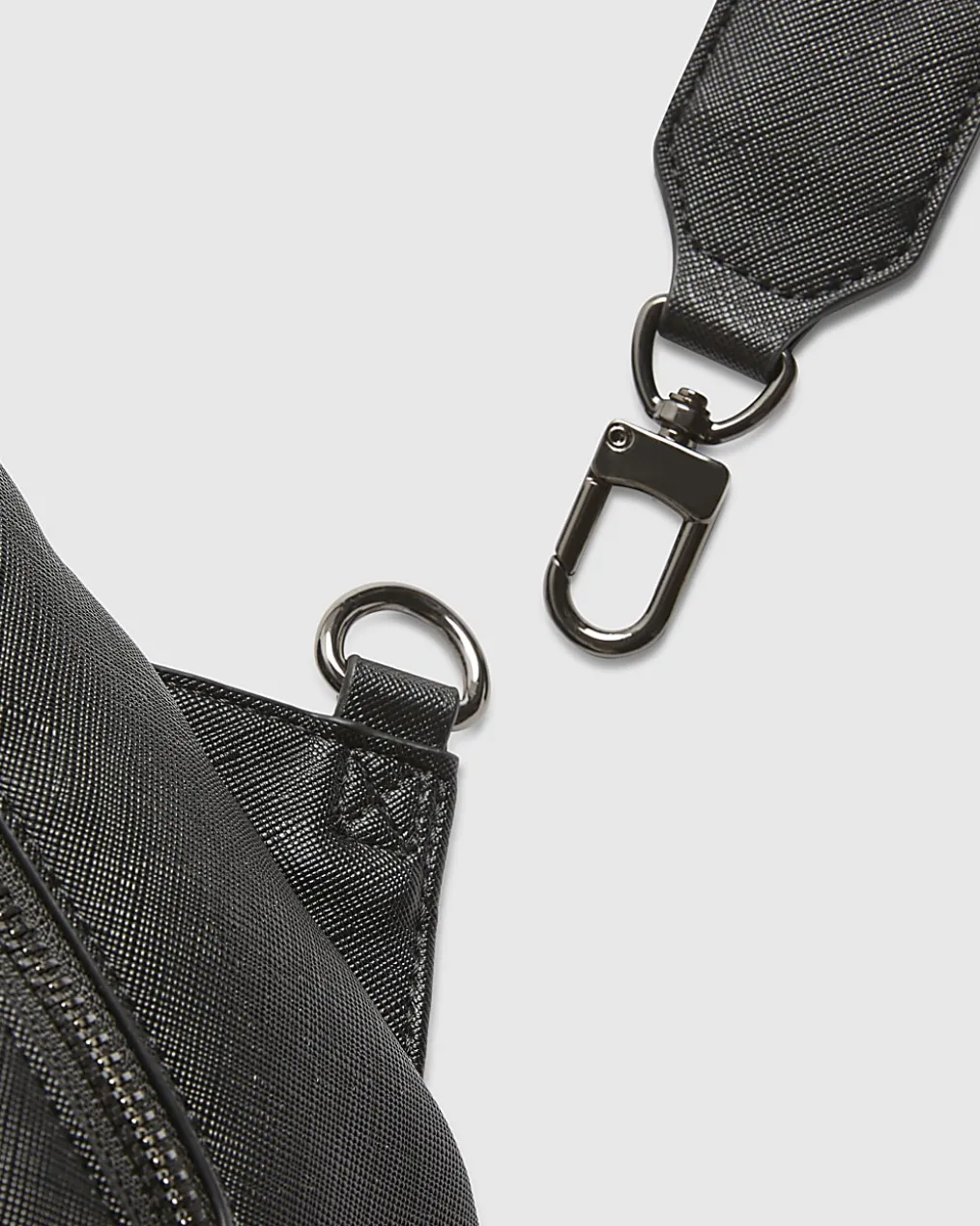 Black Textured Faux Leather Cross Body Bag