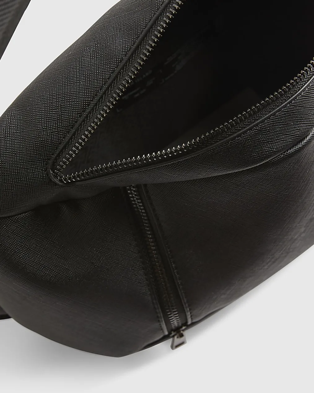 Black Textured Faux Leather Cross Body Bag