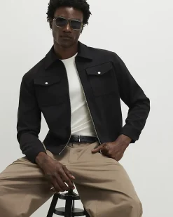 Black Textured Western Jacket