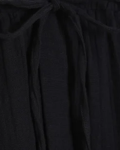 Black Tie Front Whipstitch Floaty Shorts