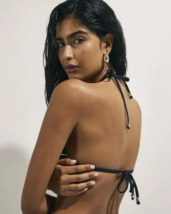 Black Triangle Mono Ruffle Bikini Top