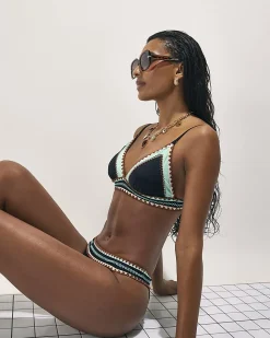 Black Triangle Whipstitch Bikini Top