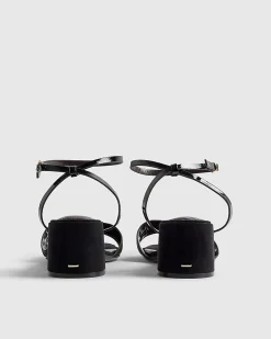 Black Trim Block Heel Sandals