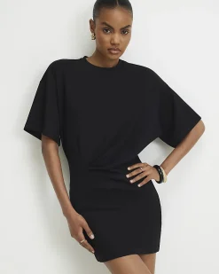 Black Tuck Side Mini Dress