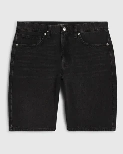Black Washed Regular Fit Denim Shorts