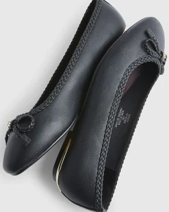 Black Wide Fit Bow Flat Ballet Pumps