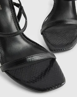 Black Wide Fit Open Back Heeled Sandals
