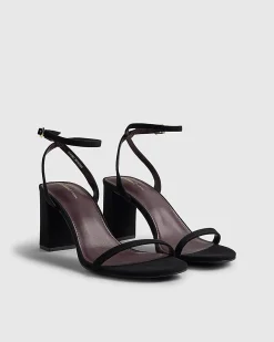Black Wide Fit Open Toe Heeled Sandals