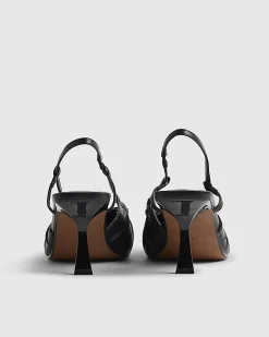 Black Wide Fit Ruched Bow Court Heels