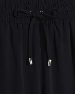 Black Wide Leg Drawstring Tailored Joggers