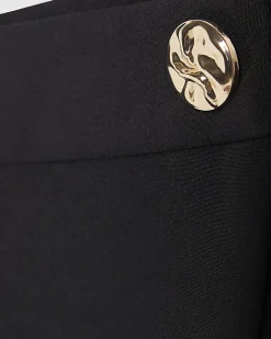 Black Wrap Button Detail Skort