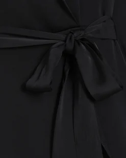 Black Wrap Front Mini Dress