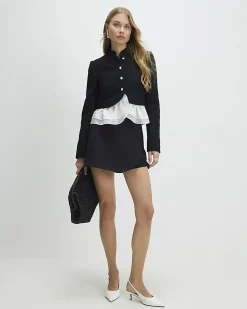 Black Wrap Front Mini Skort