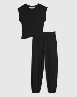 Black Wrap Loungewear Set