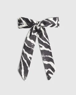 Black Zebra Print Bow Hair Clip