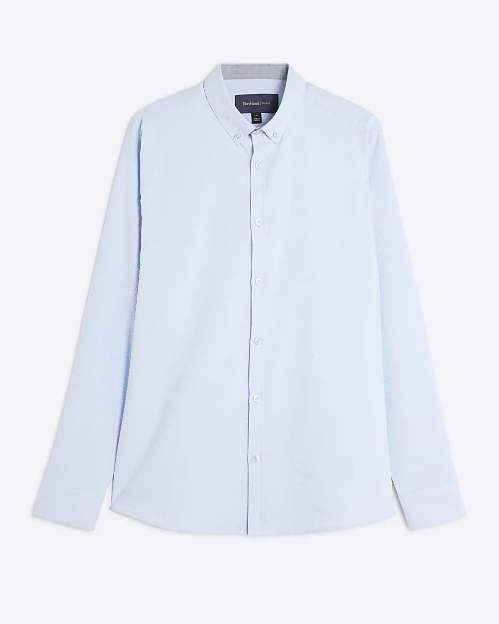 Blue Textured Muscle Fit Long Sleeve Shirt