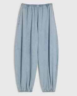 Blue Balloon Leg Denim Trousers