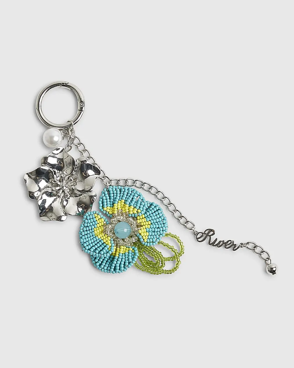 Blue Beaded Flower Charm