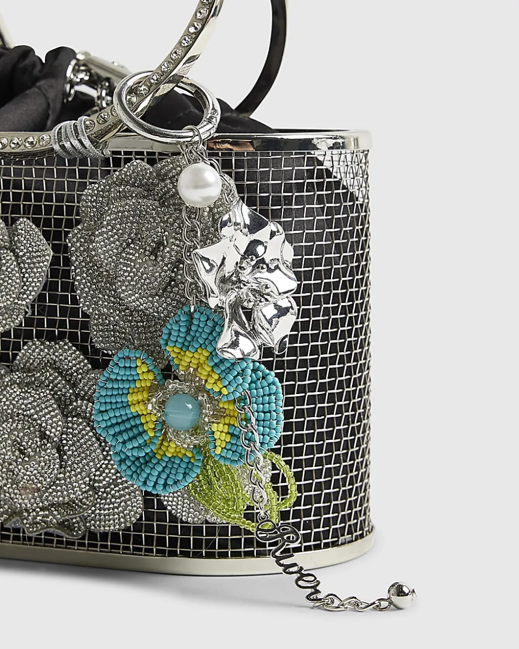 Blue Beaded Flower Charm