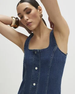 Blue Bodycon Denim Midi Dress
