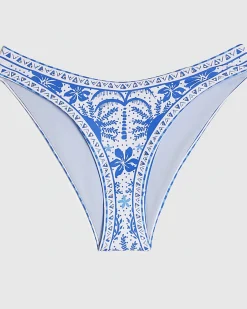 Blue Border Print Bikini Bottom