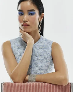 Blue Boucle Sleeveless Waistcoat