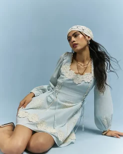 Blue Broderie Daisy Mini Dress