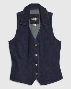 Blue Collared Denim Waistcoat