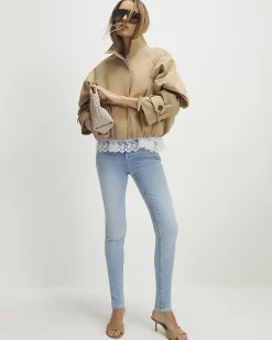 Blue Contrast Stitch Skinny Jeans