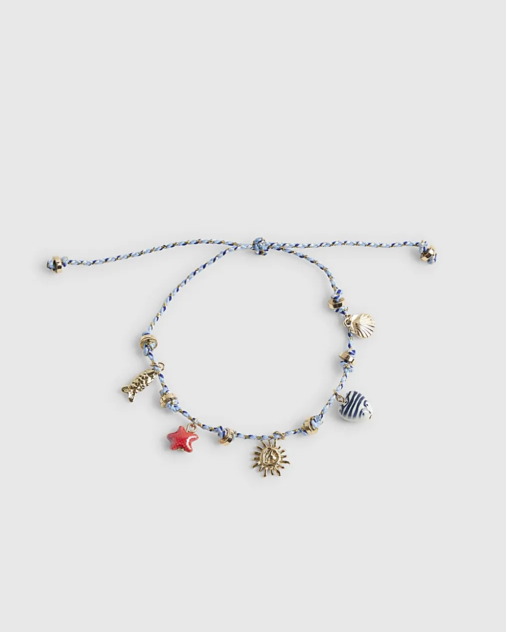 Blue Cord Charm Bracelet