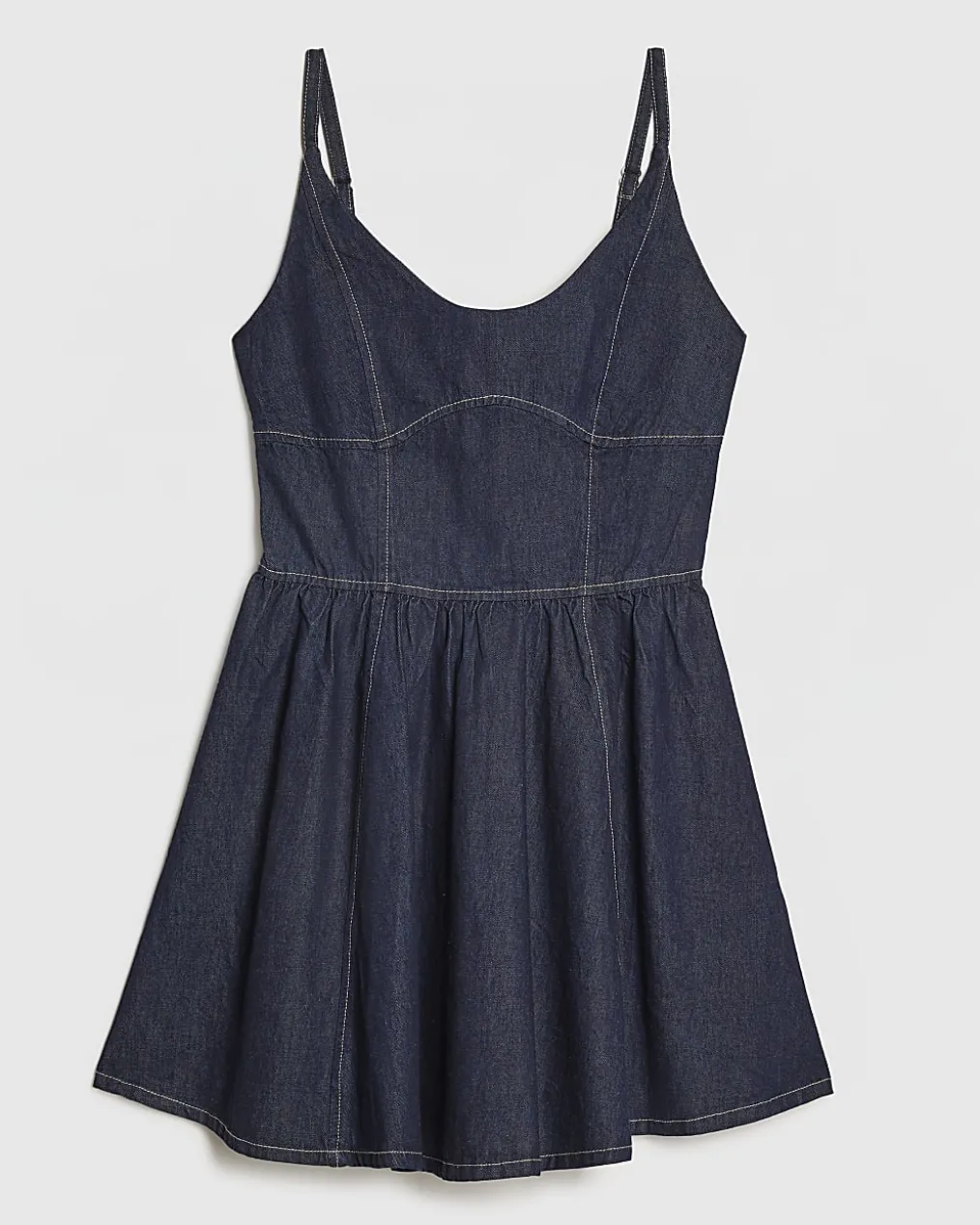 Blue Corset Detail Denim Mini Dress