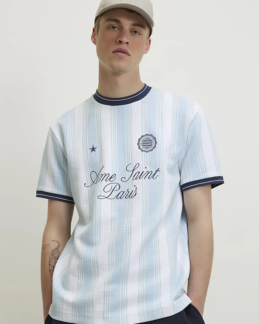 Blue Cotton Blend Ame Saint Paris T-Shirt
