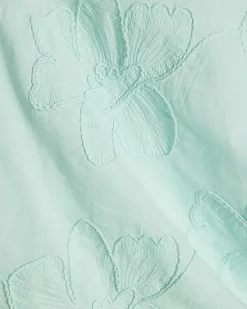 Blue Cotton Floral 3D Embroidered Tank Top