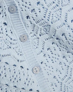 Blue Cotton Knit Scallop Trim Top