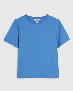 Blue Cotton Short Sleeve Slim Fit T-Shirt