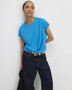 Blue Cotton Twist Front T-shirt