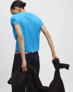Blue Cotton Twist Front T-shirt