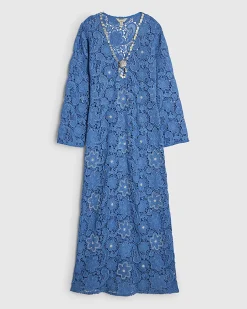 Blue Crochet Shell Maxi Dress