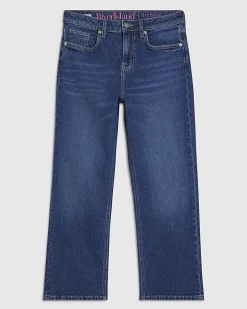 Blue Cropped Kick Flare Jeans