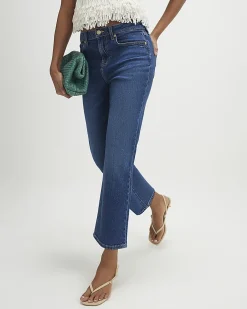 Blue Cropped Kick Flare Jeans