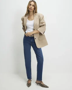 Blue Dark Classic High Waisted Slim Fit Jeans