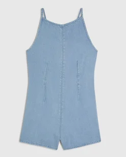 Blue Denim Boat Neck Playsuit