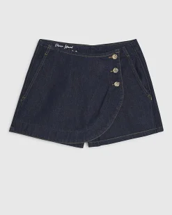 Blue Denim Button Detail Skort