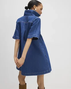 Blue Denim Button Through Mini Dress