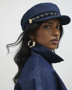 Blue Denim Chain Baker Boy Hat