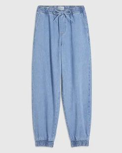 Blue Denim Cuffed Joggers