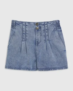 Blue Denim Dart Detail Shorts