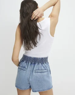 Blue Denim Dart Detail Shorts