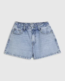 Blue Denim Elasticated A Line Shorts
