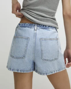 Blue Denim Elasticated A Line Shorts